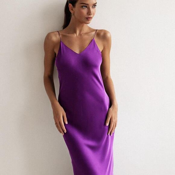Purple satin maxi dress - The Drop - Picture 1 of 5